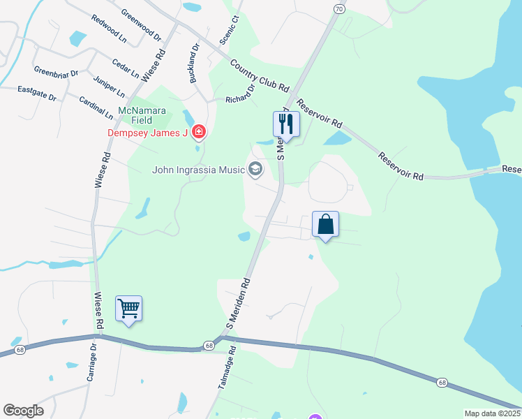 map of restaurants, bars, coffee shops, grocery stores, and more near 365 Connecticut 70 in Cheshire
