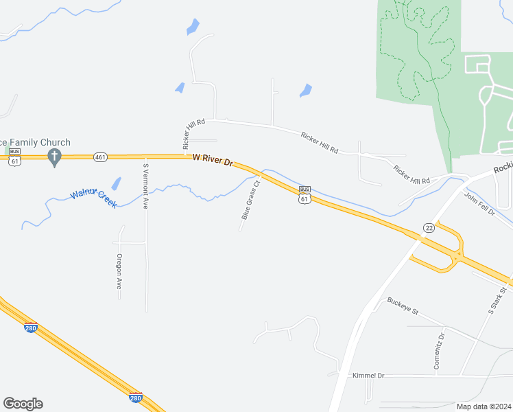 map of restaurants, bars, coffee shops, grocery stores, and more near 5 Blue Grass Court in Davenport