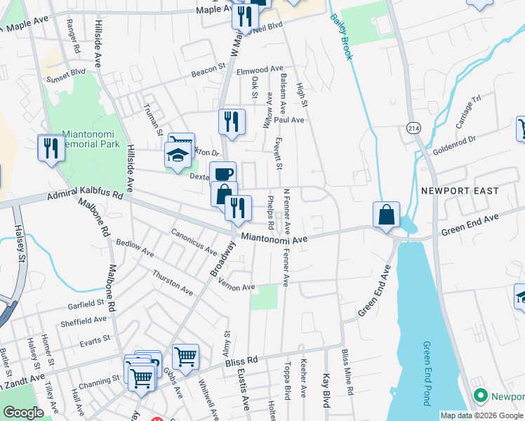 map of restaurants, bars, coffee shops, grocery stores, and more near 42 Dudley Avenue South in Middletown