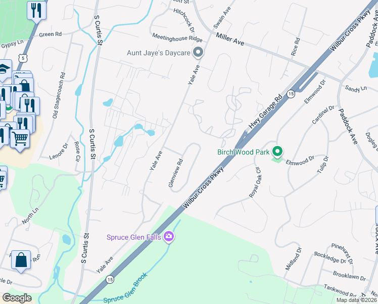 map of restaurants, bars, coffee shops, grocery stores, and more near 155 Greenbriar Road in Meriden