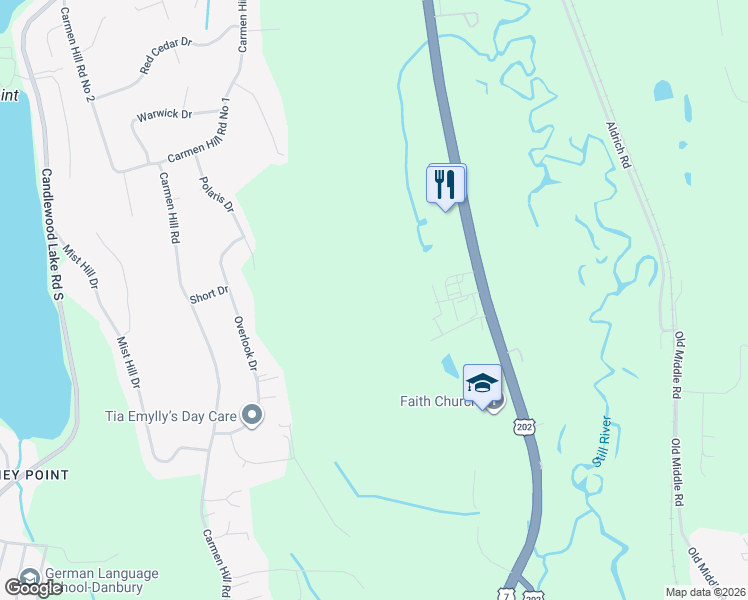 map of restaurants, bars, coffee shops, grocery stores, and more near 576 Danbury Road in New Milford