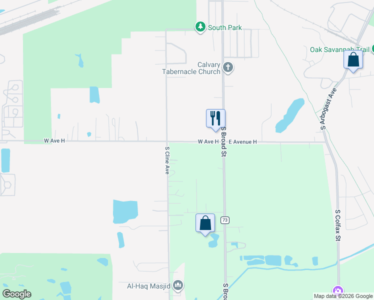 map of restaurants, bars, coffee shops, grocery stores, and more near 347 West Avenue H in Griffith