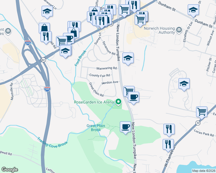 map of restaurants, bars, coffee shops, grocery stores, and more near 3 Traders Court in Norwich