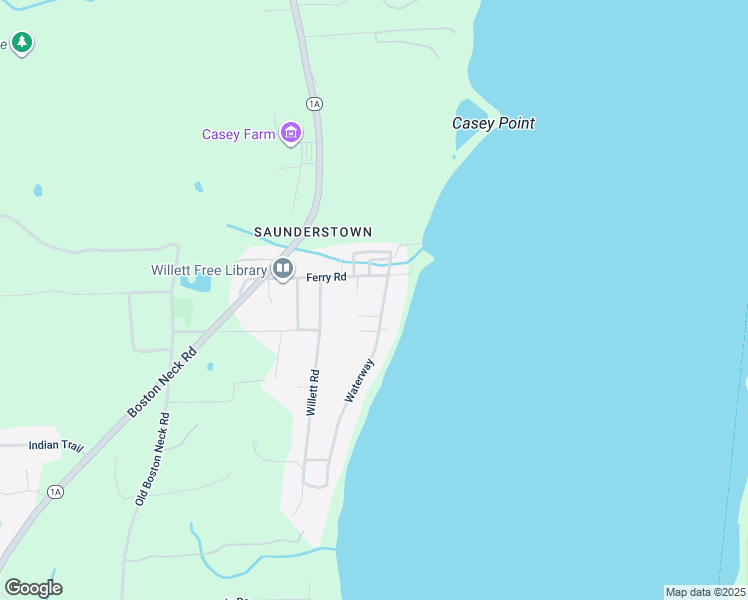 map of restaurants, bars, coffee shops, grocery stores, and more near 56 Waterway in North Kingstown