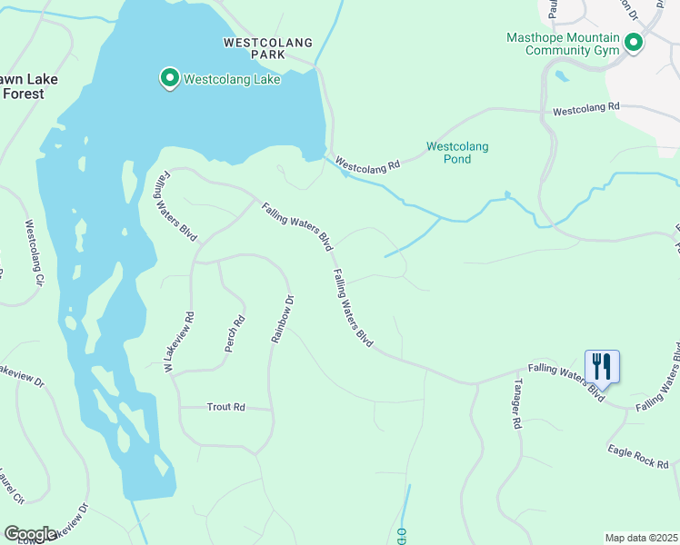map of restaurants, bars, coffee shops, grocery stores, and more near Falling Waters Boulevard in Lackawaxen