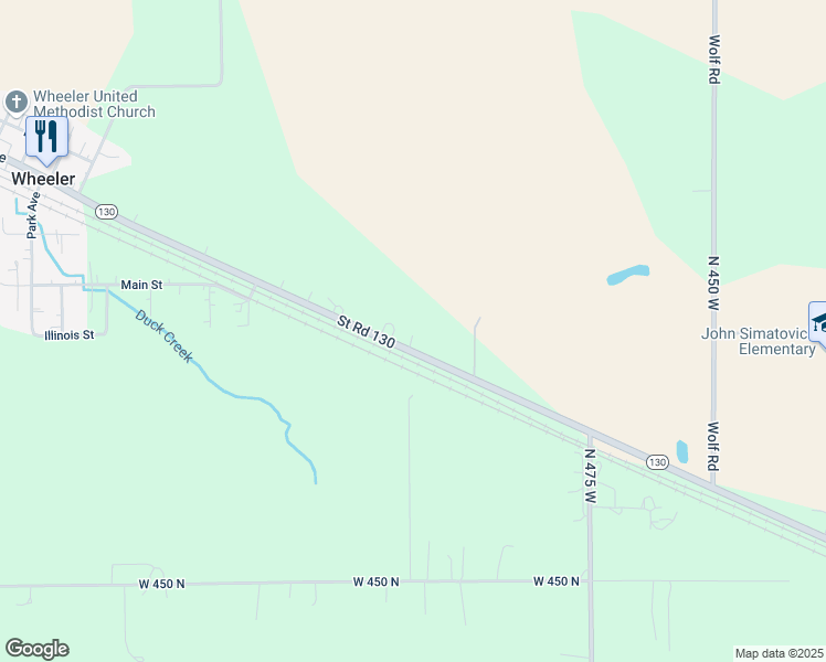 map of restaurants, bars, coffee shops, grocery stores, and more near 509 Indiana 130 in Hobart