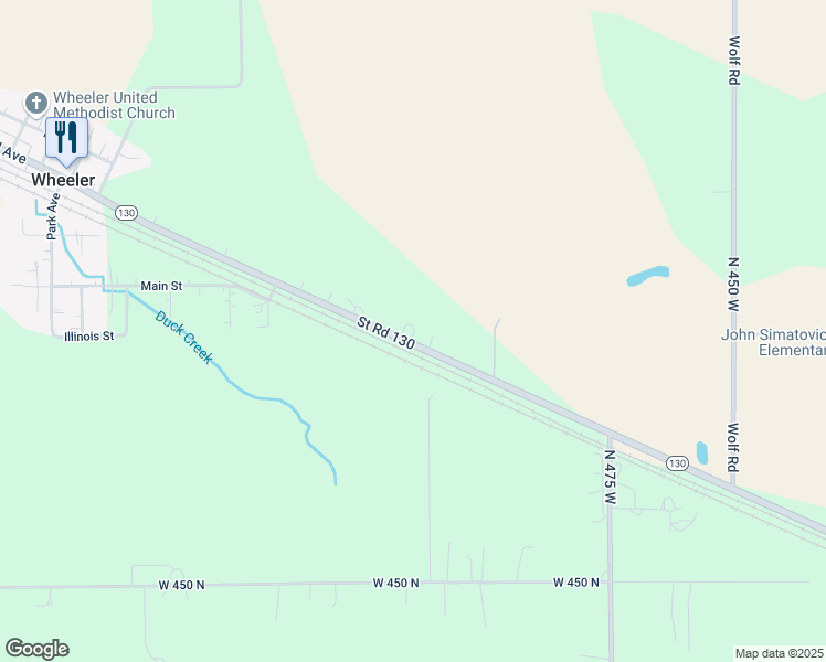 map of restaurants, bars, coffee shops, grocery stores, and more near 509 Indiana 130 in Hobart