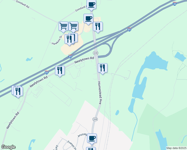 map of restaurants, bars, coffee shops, grocery stores, and more near 7 Houston Place in Montgomery