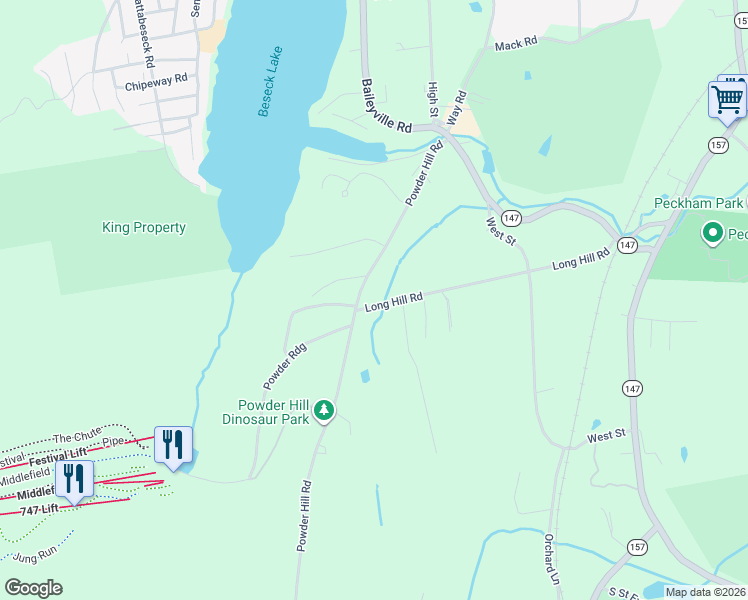 map of restaurants, bars, coffee shops, grocery stores, and more near 76 Powder Hill Road in Middlefield