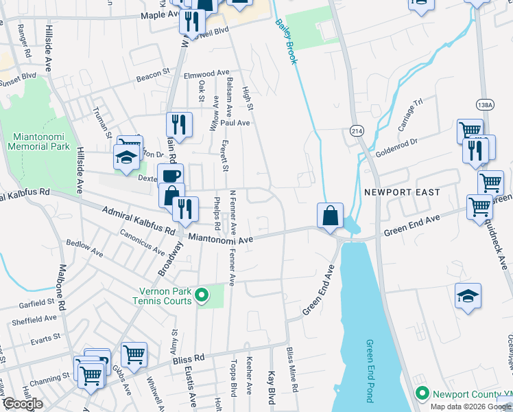 map of restaurants, bars, coffee shops, grocery stores, and more near 143 Boulevard in Middletown