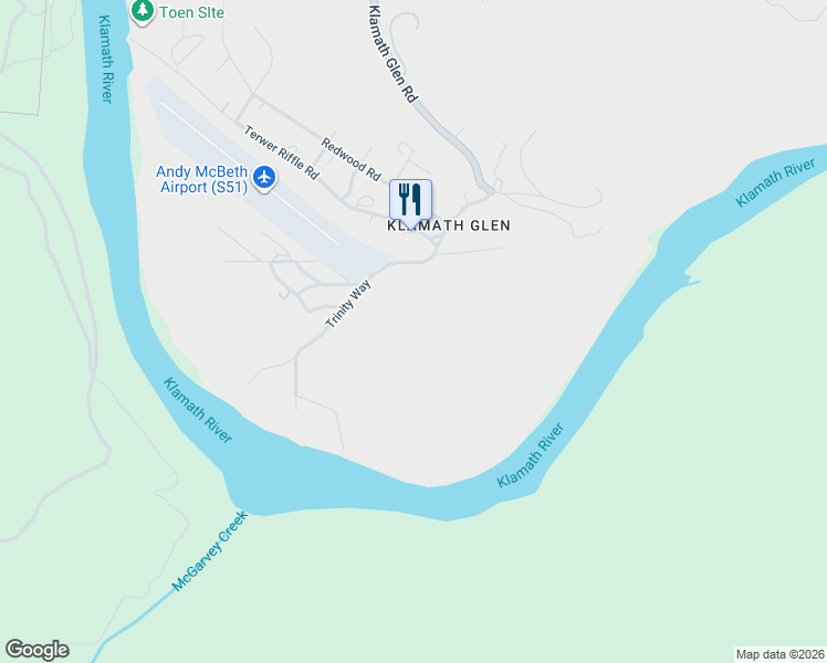 map of restaurants, bars, coffee shops, grocery stores, and more near 8 Trinity Way in Klamath