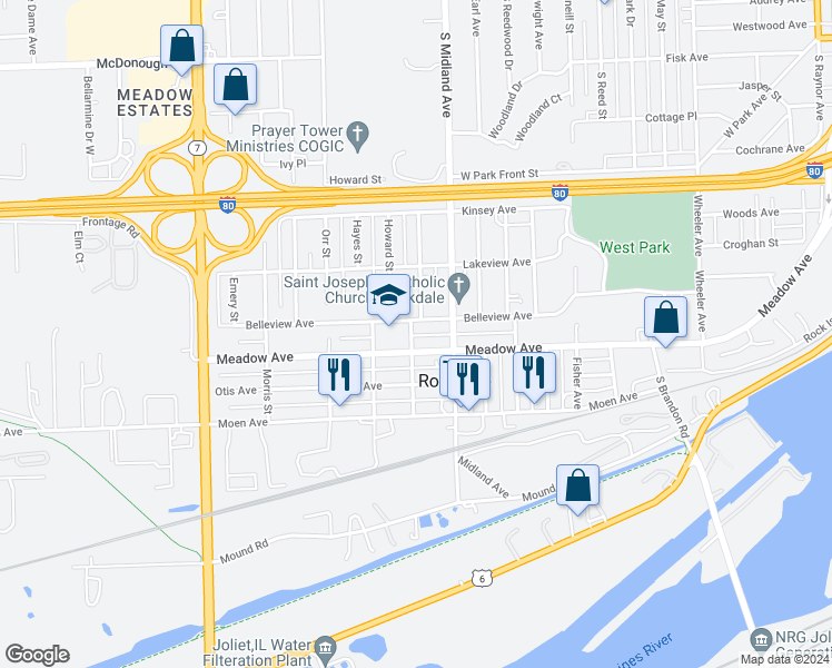 map of restaurants, bars, coffee shops, grocery stores, and more near 310 Jewett Street in Rockdale