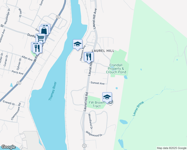map of restaurants, bars, coffee shops, grocery stores, and more near 13 Bentley Avenue in Norwich