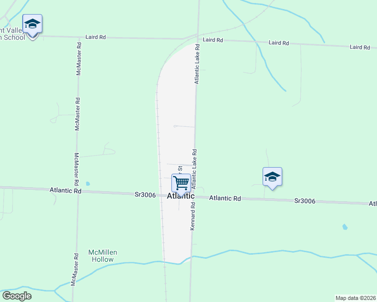 map of restaurants, bars, coffee shops, grocery stores, and more near 2386 Atlantic Lake Road in Atlantic