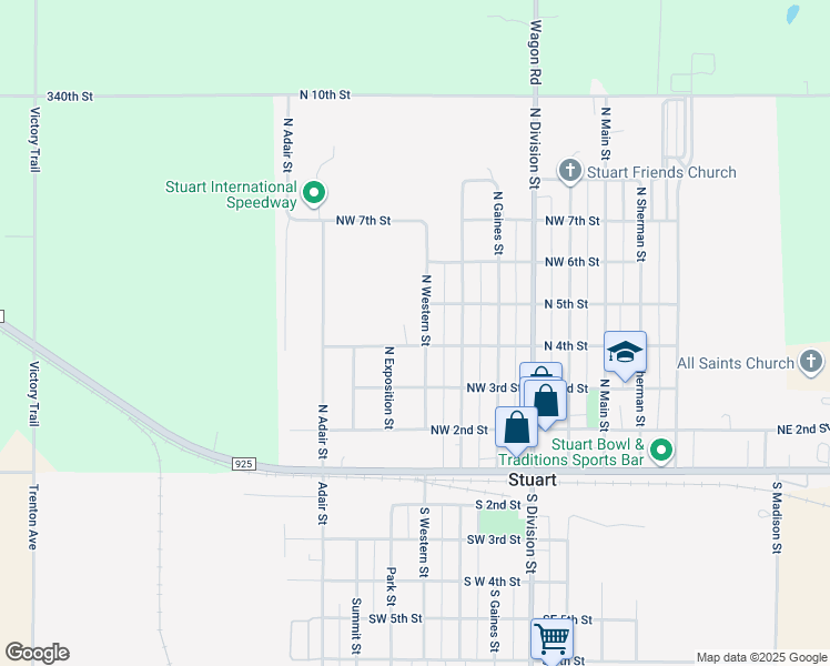 map of restaurants, bars, coffee shops, grocery stores, and more near 416 North Western Street in Stuart