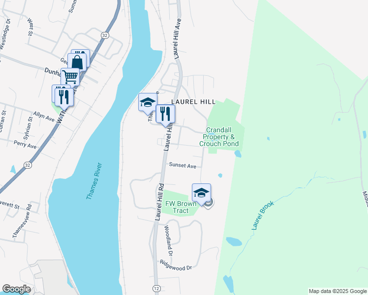 map of restaurants, bars, coffee shops, grocery stores, and more near 13 Bentley Avenue in Norwich