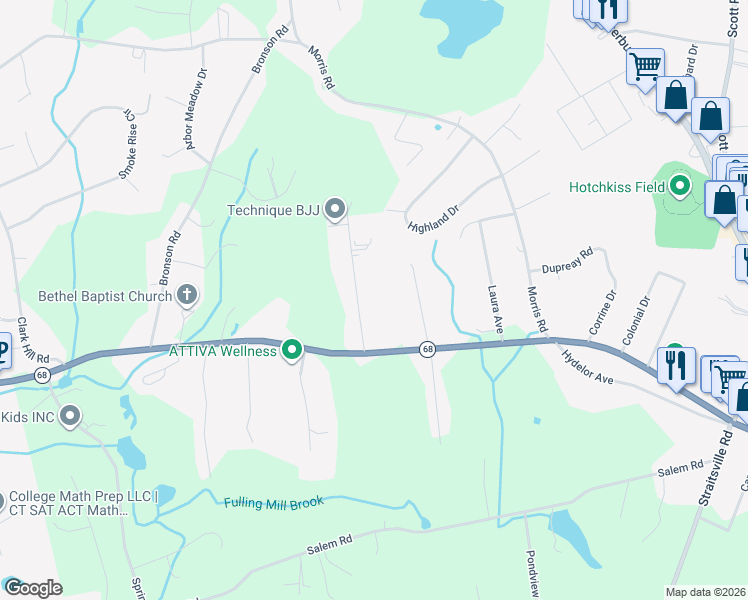 map of restaurants, bars, coffee shops, grocery stores, and more near 10 Industrial Road in Prospect
