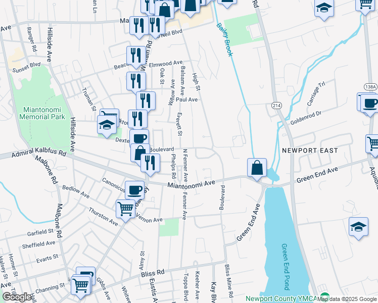 map of restaurants, bars, coffee shops, grocery stores, and more near 99 Boulevard in Middletown