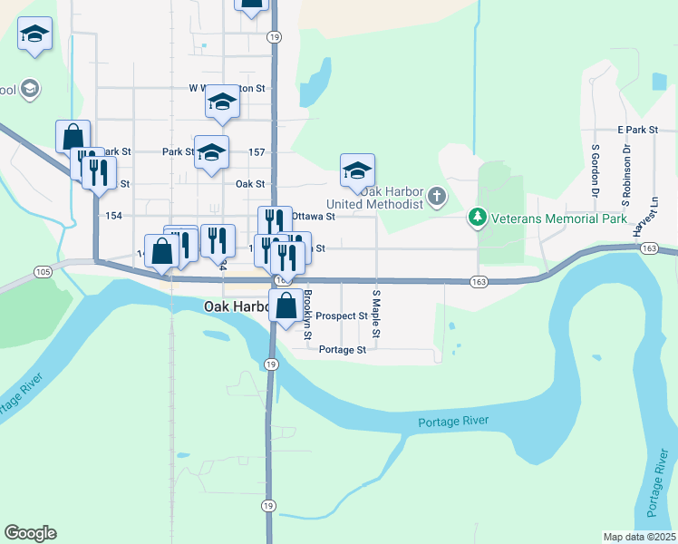 map of restaurants, bars, coffee shops, grocery stores, and more near 162 E Water St in Oak Harbor