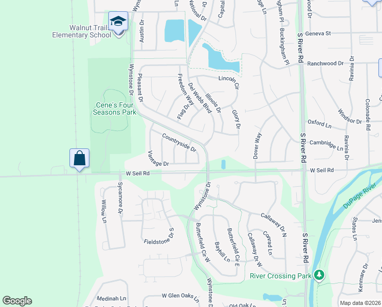 map of restaurants, bars, coffee shops, grocery stores, and more near 1531 Countryside Drive in Shorewood