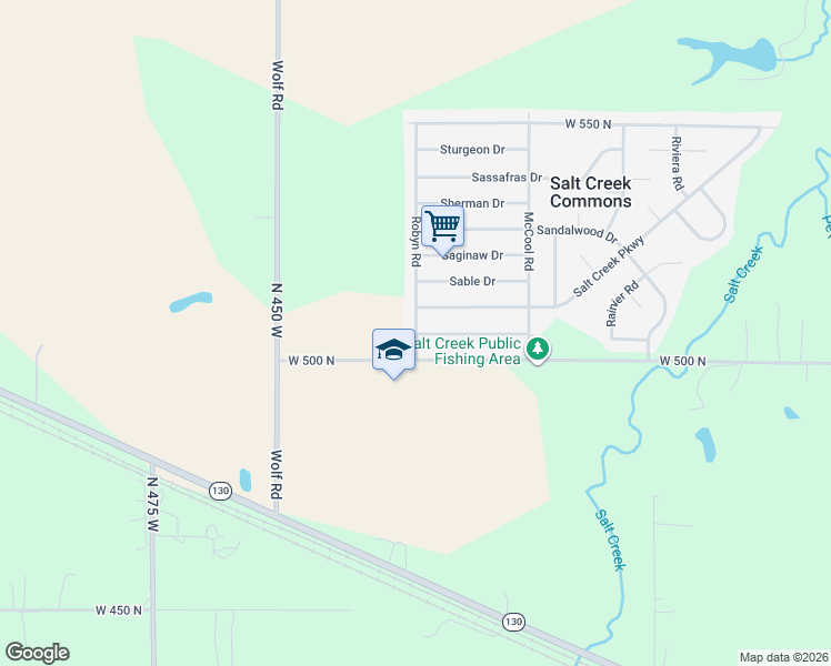 map of restaurants, bars, coffee shops, grocery stores, and more near 526 Robyn Road in Valparaiso
