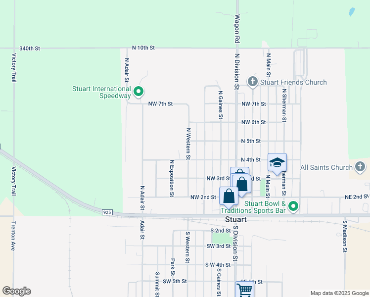 map of restaurants, bars, coffee shops, grocery stores, and more near 416 North Western Street in Stuart