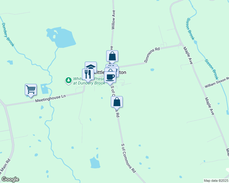 map of restaurants, bars, coffee shops, grocery stores, and more near 112 South of Commons Road in Little Compton