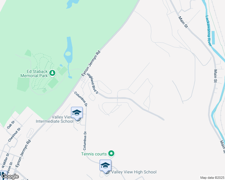 map of restaurants, bars, coffee shops, grocery stores, and more near 411-495 Columbus Drive in Archbald