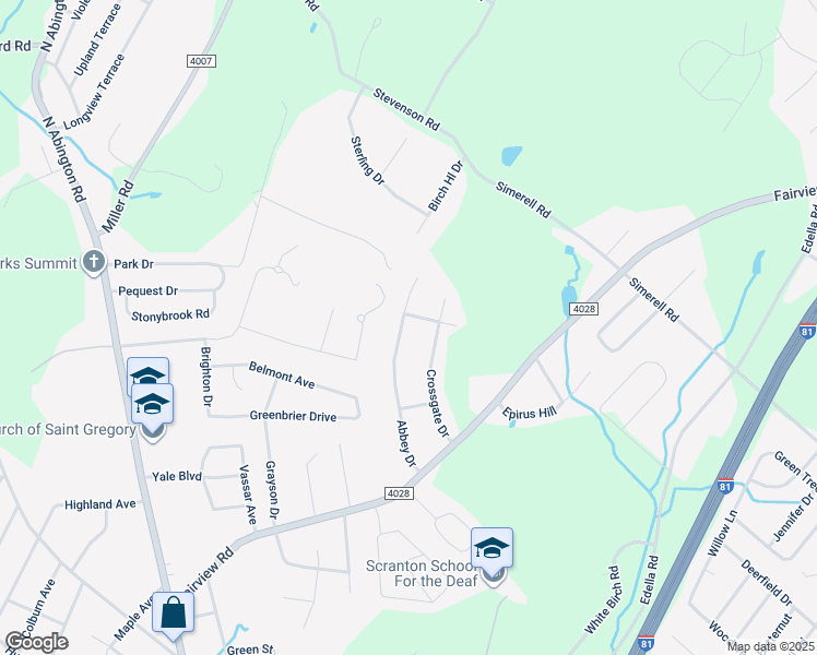 map of restaurants, bars, coffee shops, grocery stores, and more near 210 Abbey Dr in Clarks Summit