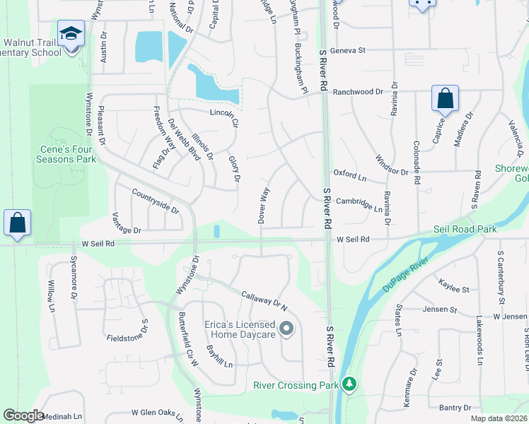 map of restaurants, bars, coffee shops, grocery stores, and more near 806 Dover Way in Shorewood