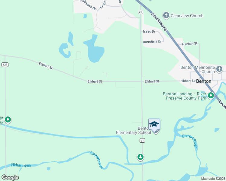 map of restaurants, bars, coffee shops, grocery stores, and more near 16230 Brunswick Drive in Goshen