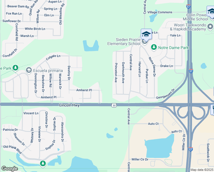 map of restaurants, bars, coffee shops, grocery stores, and more near 5720 211th Street in Matteson