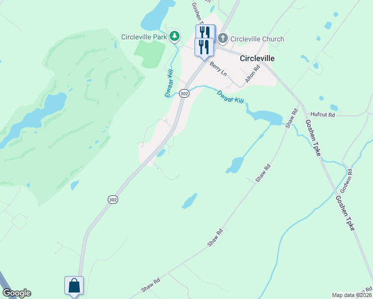 map of restaurants, bars, coffee shops, grocery stores, and more near 2207 Highway 302 in Circleville