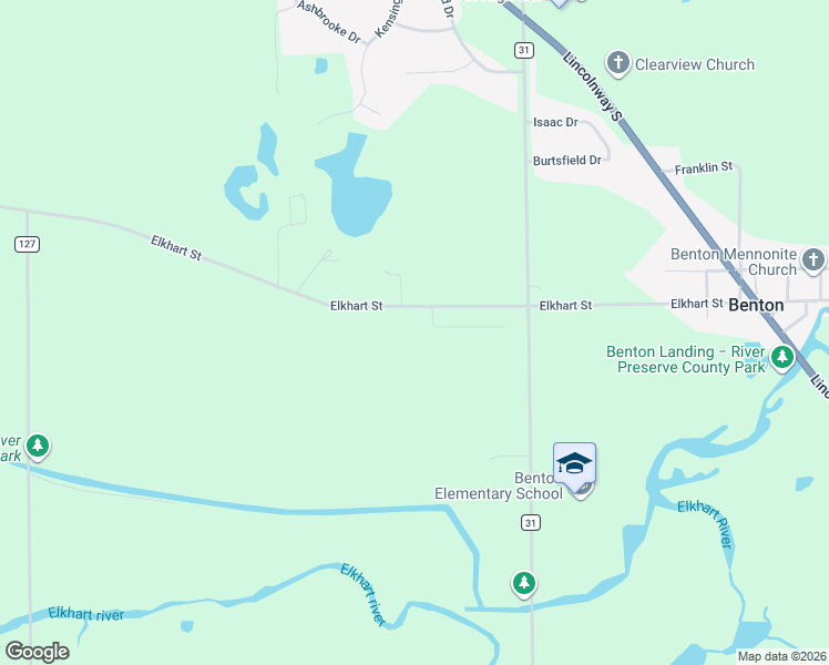 map of restaurants, bars, coffee shops, grocery stores, and more near 16230 Brunswick Drive in Goshen