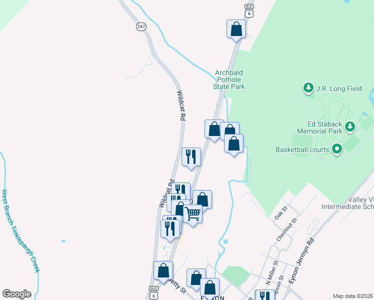 map of restaurants, bars, coffee shops, grocery stores, and more near 600-746 Scranton Carbondale Highway in Archbald