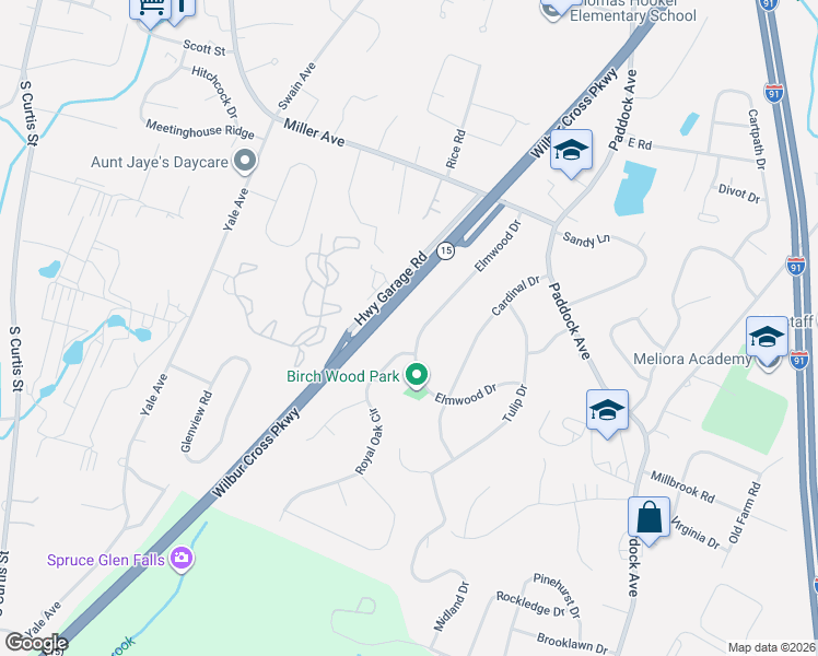 map of restaurants, bars, coffee shops, grocery stores, and more near 180 Elmwood Drive in Meriden