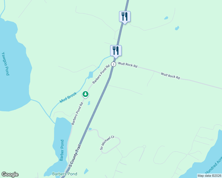 map of restaurants, bars, coffee shops, grocery stores, and more near 1874 South County Trail in South Kingstown