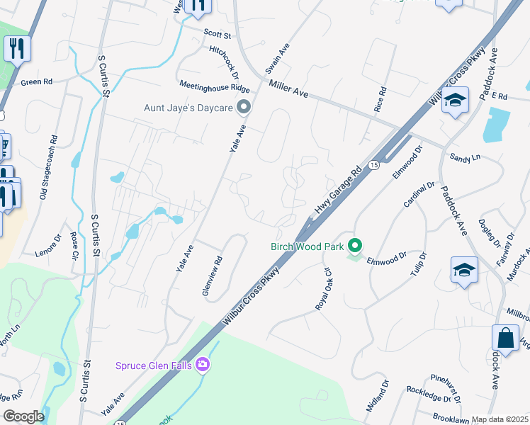 map of restaurants, bars, coffee shops, grocery stores, and more near 73 Hampshire Ct in Meriden