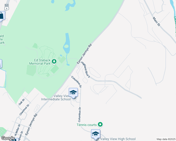 map of restaurants, bars, coffee shops, grocery stores, and more near 410 Foxtail Circle in Archbald