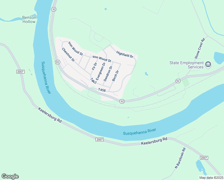 map of restaurants, bars, coffee shops, grocery stores, and more near 417 Pennsylvania 92 in Tunkhannock