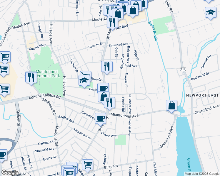 map of restaurants, bars, coffee shops, grocery stores, and more near 43 Fairview Avenue in Middletown