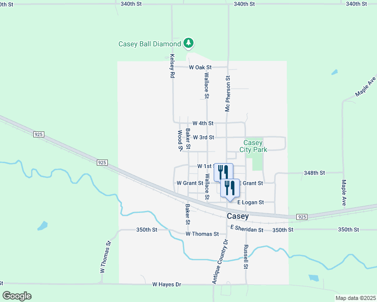 map of restaurants, bars, coffee shops, grocery stores, and more near 903 Baker Street in Casey
