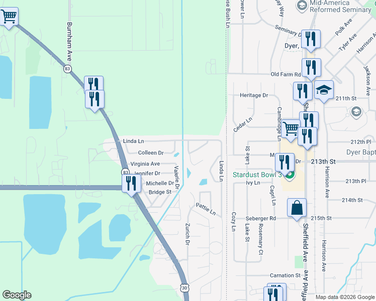 map of restaurants, bars, coffee shops, grocery stores, and more near 514 Maureen Court in Lynwood