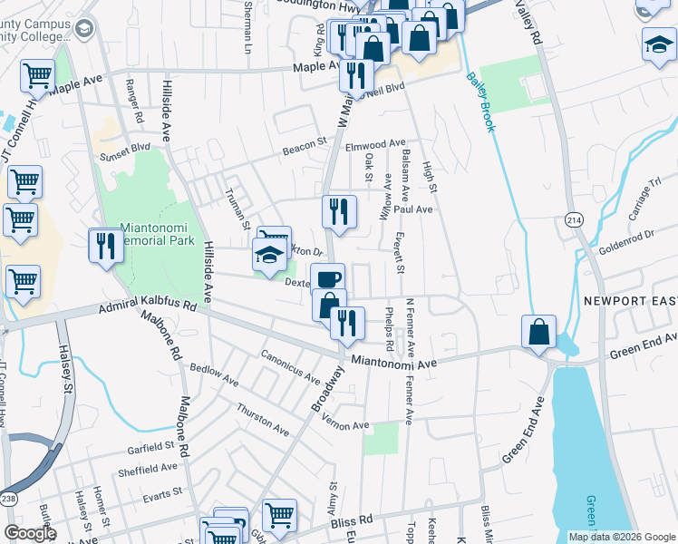 map of restaurants, bars, coffee shops, grocery stores, and more near 43 Fairview Avenue in Middletown