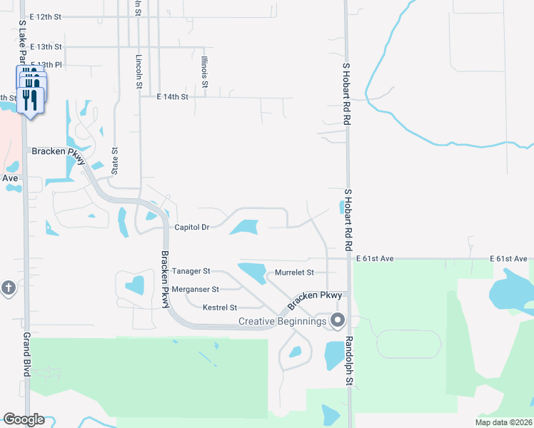 map of restaurants, bars, coffee shops, grocery stores, and more near 1168 Capitol Drive in Hobart