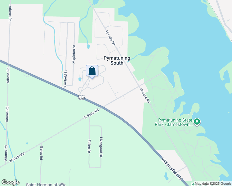 map of restaurants, bars, coffee shops, grocery stores, and more near East Star Drive in Pymatuning South