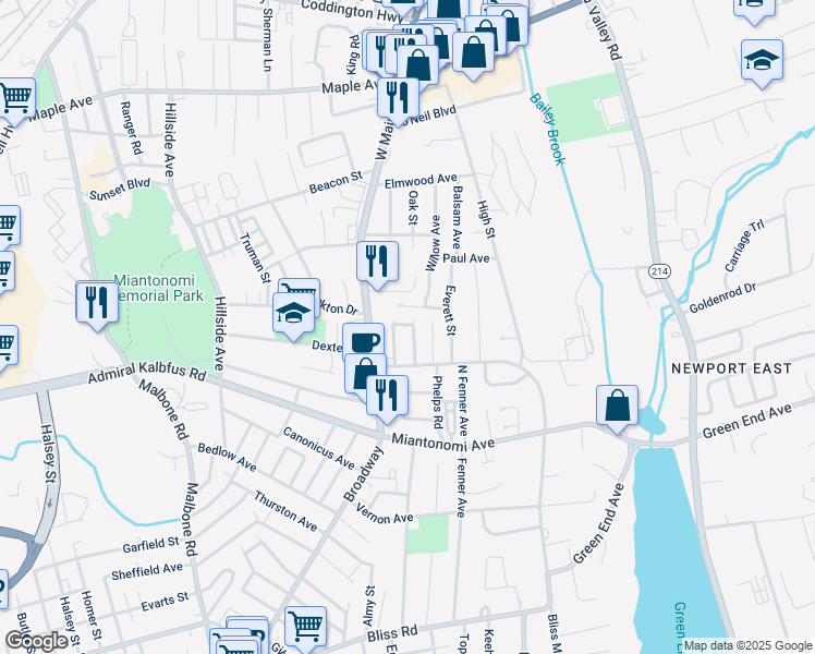 map of restaurants, bars, coffee shops, grocery stores, and more near 43 Fairview Avenue in Middletown