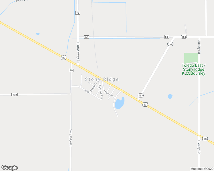 map of restaurants, bars, coffee shops, grocery stores, and more near in Stony Ridge