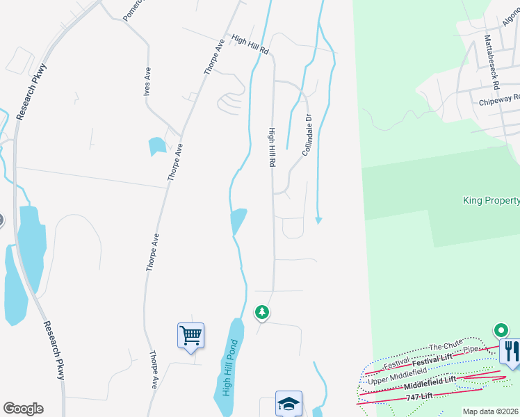 map of restaurants, bars, coffee shops, grocery stores, and more near 339 High Hill Road in Meriden