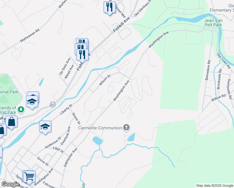 map of restaurants, bars, coffee shops, grocery stores, and more near 338 Washington Avenue in Beacon